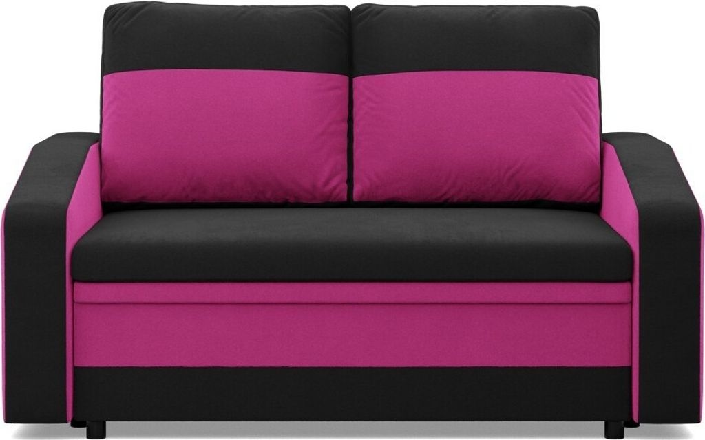 Klappsofa mit Schlaffunktion ORION, Sofa 2-Sitzer für Wohnzimmer Schwarz/Rosa
