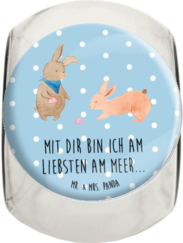 Mr. & Mrs. Panda Kaffeedose Hasen Muschel XL 2000ml - Blau Pastell - Geschenk, Strand, Muscheln, Beste Freundin, Meer, schraubglas, Bonbonglas, Vor...