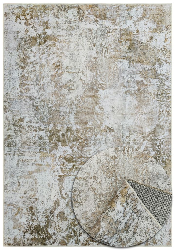Modern Marmor Teppich - Weich - Maschinenwaschbar - Rutschfest - Premium Polyester Fasern - Beige - 120cm x 160cm