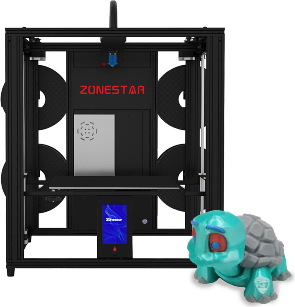Zonestar Z9V5MK6 3D-Drucker, verbessertes, anpassbares Vier-Extruder-Design, Einzel- und Mehrfarbendruck, automatische Nivellierung, Wiederaufnahme...