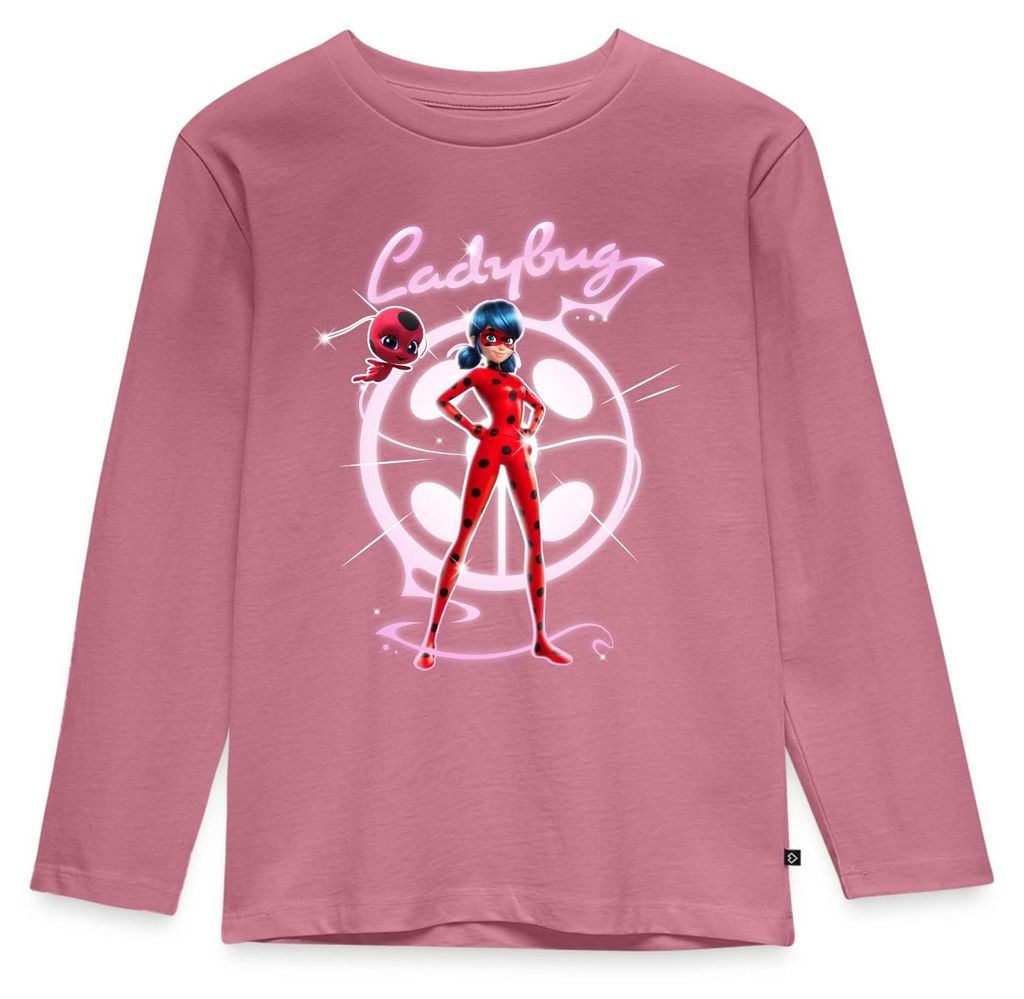 Spreadshirt Miraculous Ladybug Mit Tikki Kinder Premium Langarmshirt, 110/116 (4 Jahre), Mauve