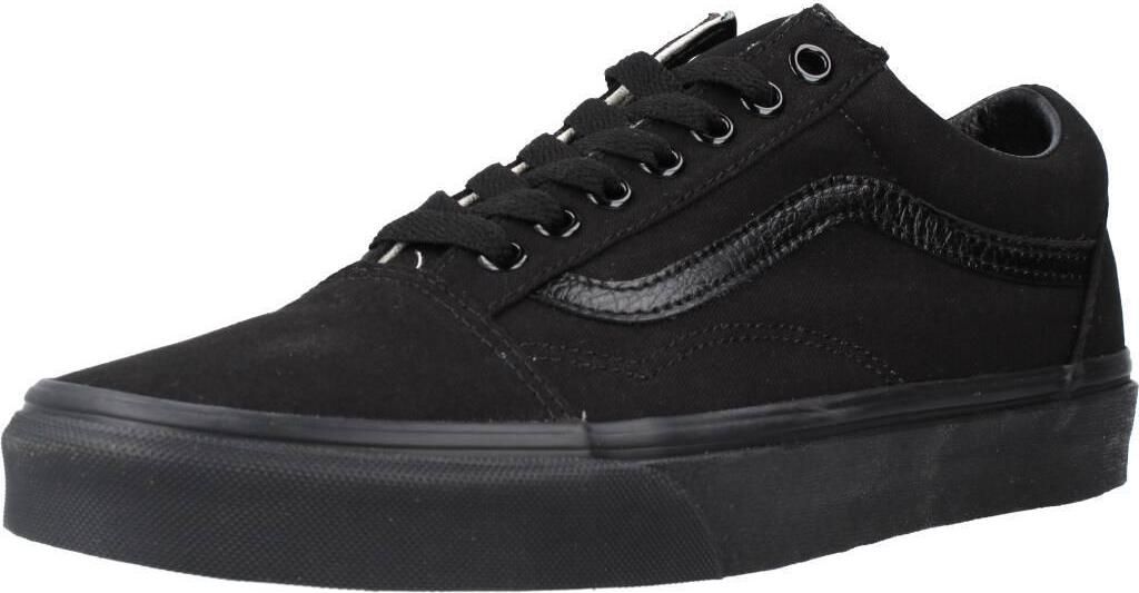 A black Vans sneaker is shown from a side angle against a white background.
