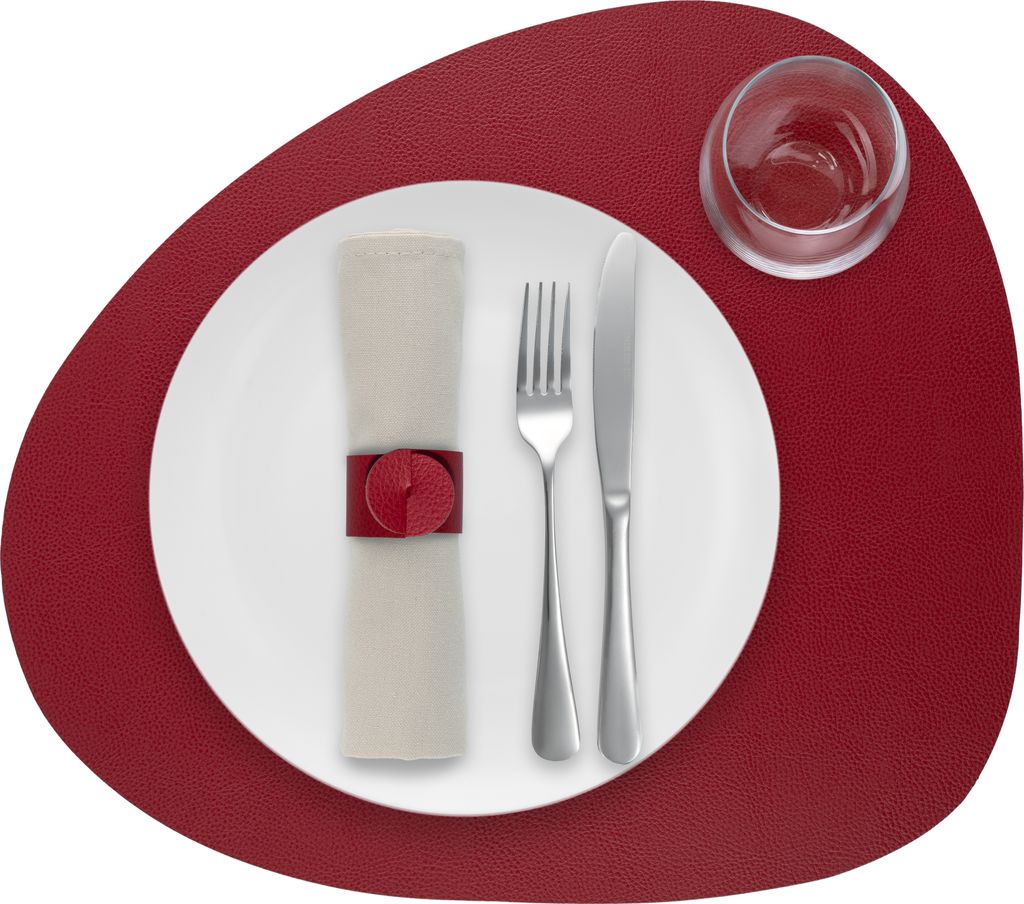 Tischset Skinnatur "Salsa" - Platzdeckchen - Platzsets - Oval - Recyceltes Leder - Rot - 46x40cm - 1 Stück