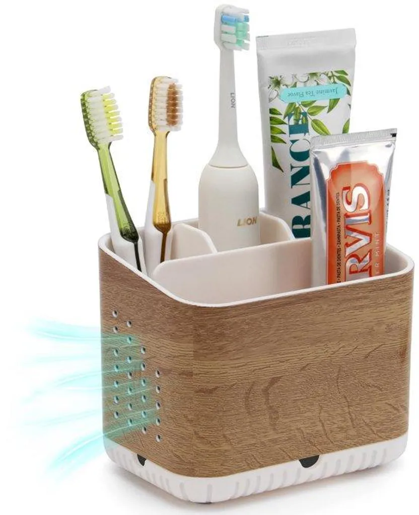 Support brosses à dents électriques bois design pour salle de bains