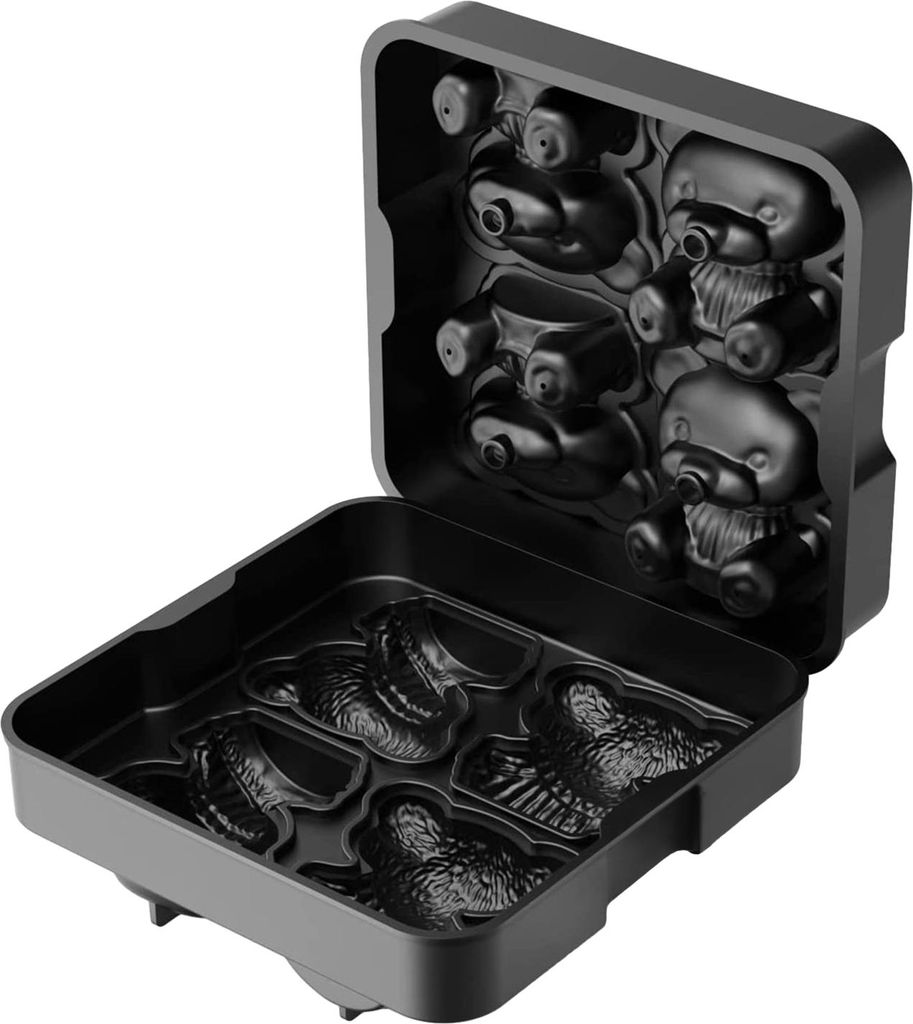 Eiswürfelschale, 3D-Bärenform, lebensmittelechte Silikon-Eisform, spülmaschinenfest, langsam schmelzende Cocktail-Eisform