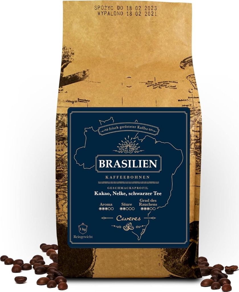Caveres Kaffeebohnen Brasilien – 50% Arabica, 50% Robusta 250 g