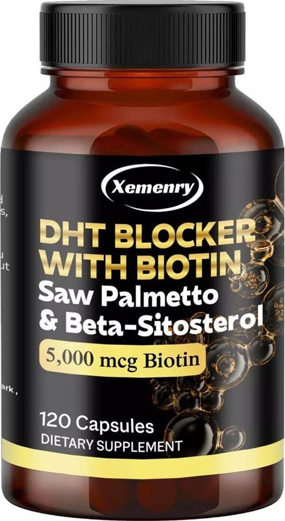 DHT Blocker with Biotin, Saw Palmetto, Beta-Sitosterol (120 Kapseln) Nahrungsergänzungsmittel, Männer, Haare, Prostata