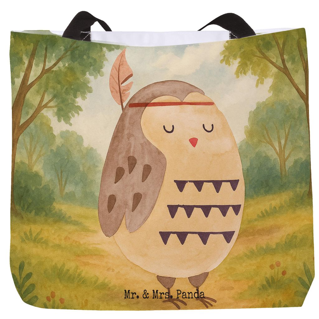 Mr. & Mrs. Panda Strandtasche Eule Federschmuck Design - Weiß - Geschenk, Reisetasche, Tasche, Entspannt, Tote Bag, Dekoration, Laptoptasche, Schu...