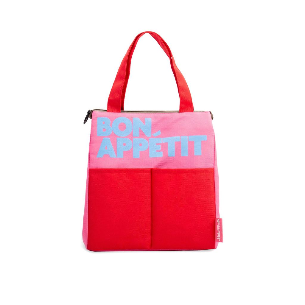 Isolierte Snacktasche Bon Appétit rot Kühltasche Lunchtasche ca. 22 x 24 x 14 cm
