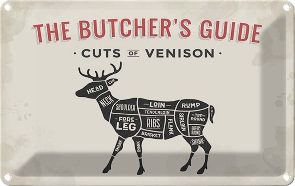 vianmo Blechschild 20x30 cm Reh cuts of Venison Metzgerei Dekoration