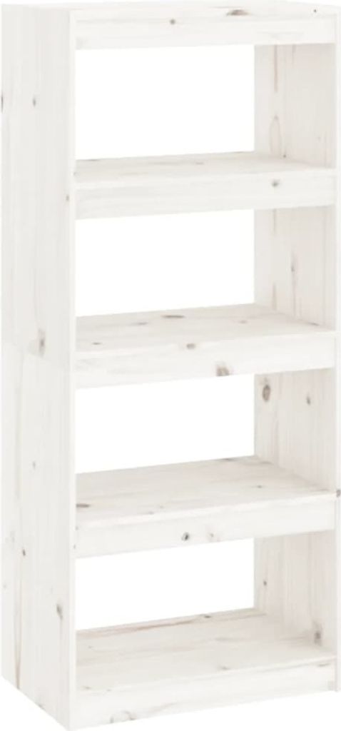 vidaXL Bücherregal/Raumteiler Weiß 60x30x135,5 cm Massivholz Kiefer
