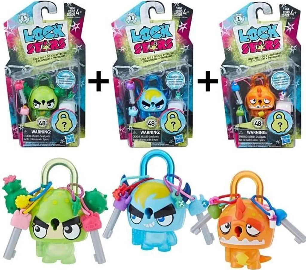 Cadenas LOCK STARS pour Sac à Dos Lot de 3 Figurines avec Accessoires