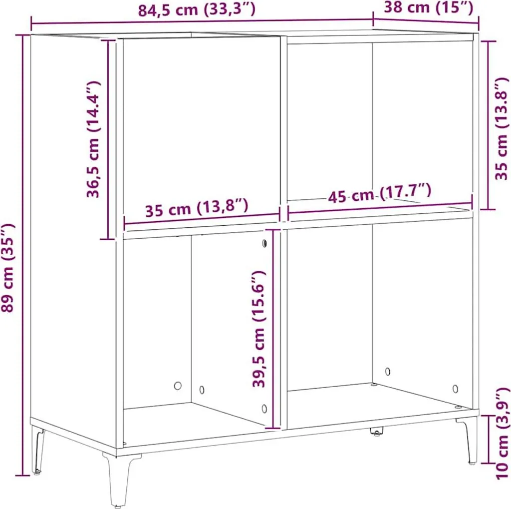 SYFAX™ Mobile Porta Vinili Rovere Nero 84,5x38x89 cm | Arredo Hi-Fi - 8