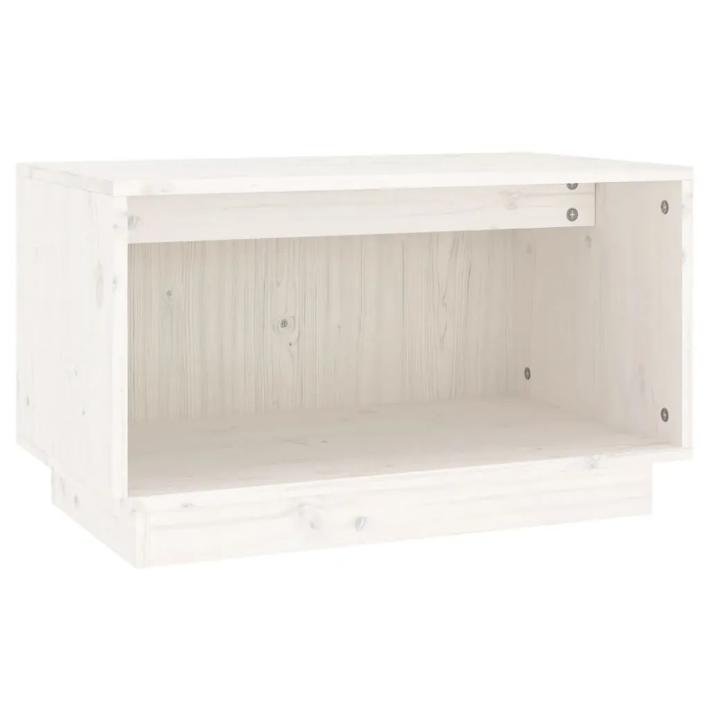 Mobile TV Bianco 60x35x35 cm | Legno di Pino Massiccio per Soggiorno