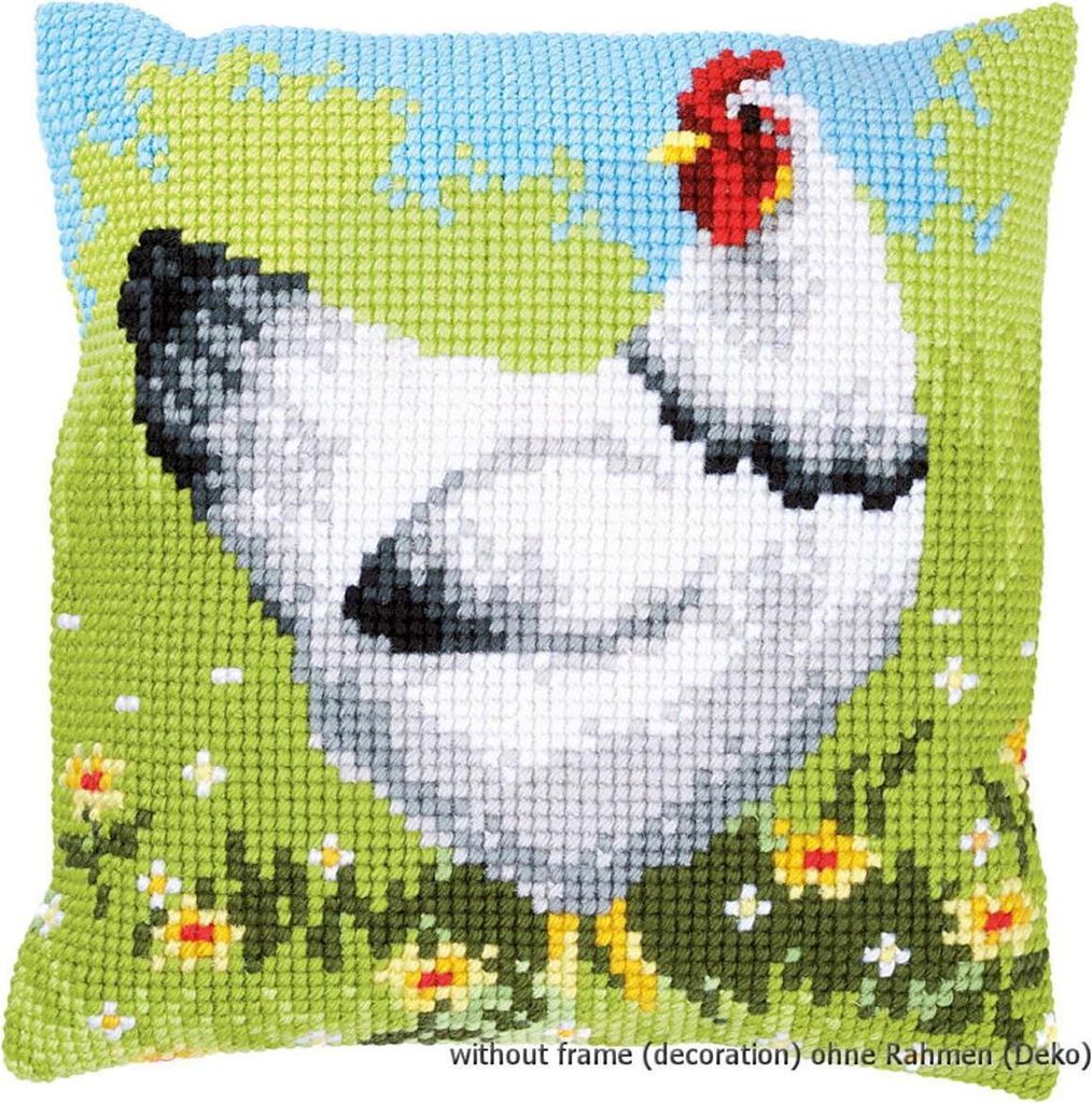 Vervaco Kreuzstichkissen "Huhn II", Stickbild vorgezeichnet