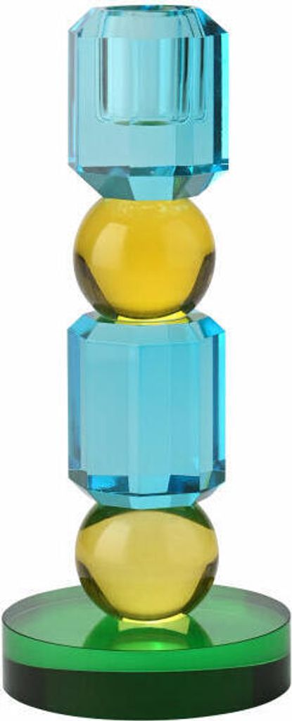 Gift Company Kerzenhalter Sari 2 Kugeln, Kerzenständer, Glas, Blau / Gelb / Grün, H 18.5 cm, 1163401020