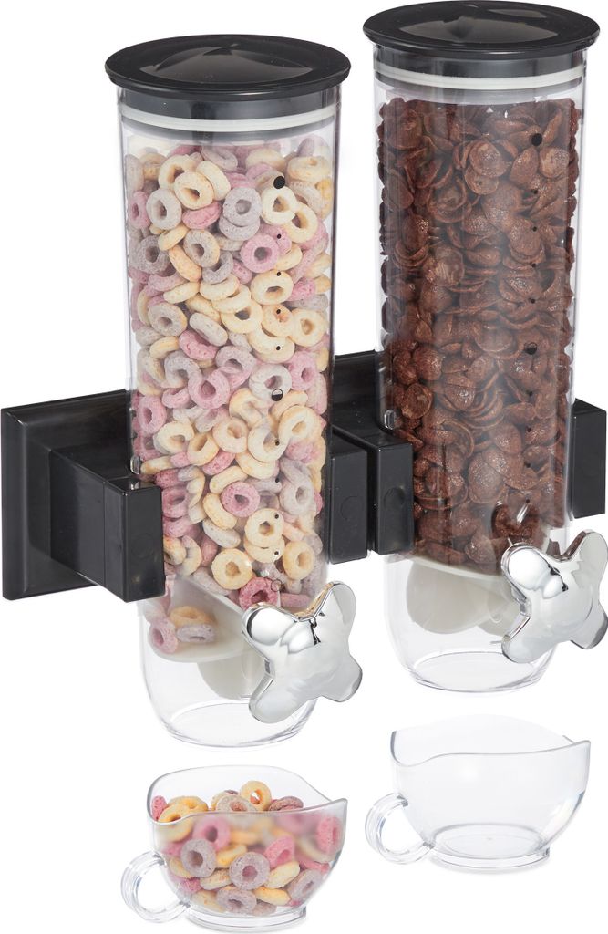 Distributore di cereali doppio a parete RD4264 nero Immagine del prodotto 