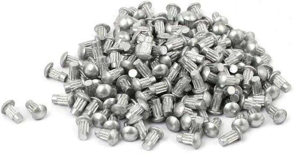 Aluminium Klinknagel 200 stuks M3 x 6mm Zilver Tone Gekartelde Schacht Ronde Kop
