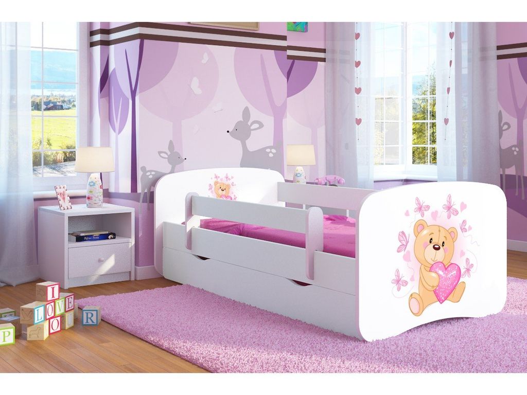 Jugendbett Kinderbett mit einer Schublade und Matratze ROSA 140x70 160x80 180x80