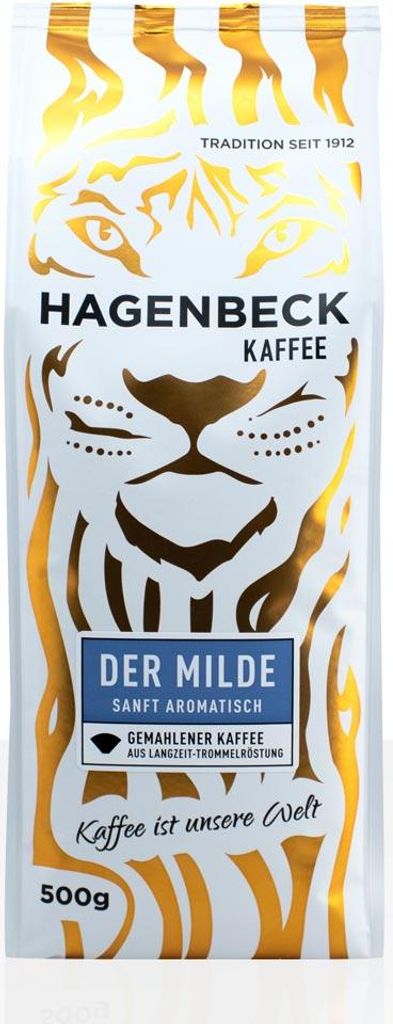 Hagenbeck Der Milde 5 x 500g gemahlener Kaffee, Filterkaffee