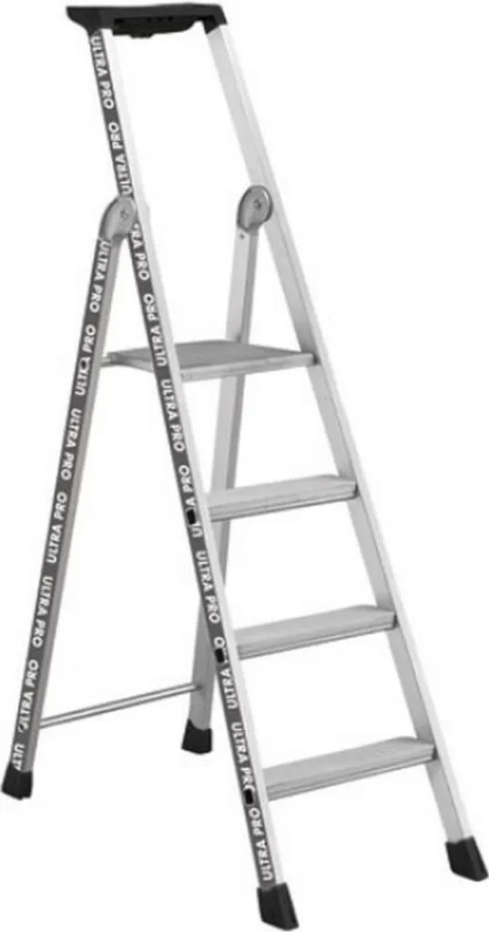 Escabeau aluminium 4 marches Artub ultra pro gris léger et sécurisant