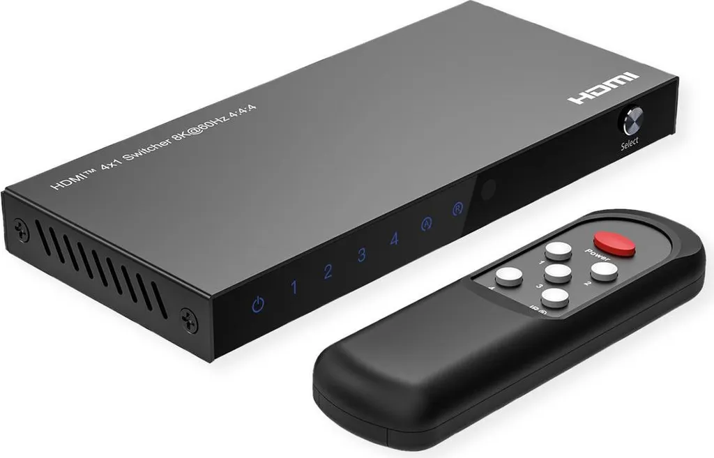 Commutateur HDMI 8K60Hz 4x1 ROLINE - Support HDR et télécommande sans fil