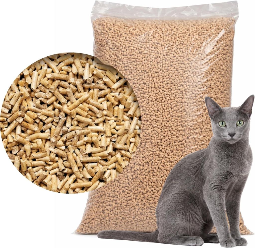 STOLMAK Katzenstreu Holzpellets 15 kg 100% Pflanzlich Kiefer Staubfrei Hohe Saugkraft Geruchsbindung Biologisch Abbaubar für Katzen Nager