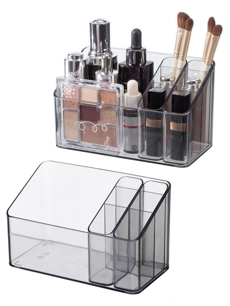 Make-up-Organizer, 2er-Set, Aufbewahrungsbox aus Kunststoff für Kosmetikartikel, geeignet für Schminktisch, Badezimmerschrank, Organizer für Sch...