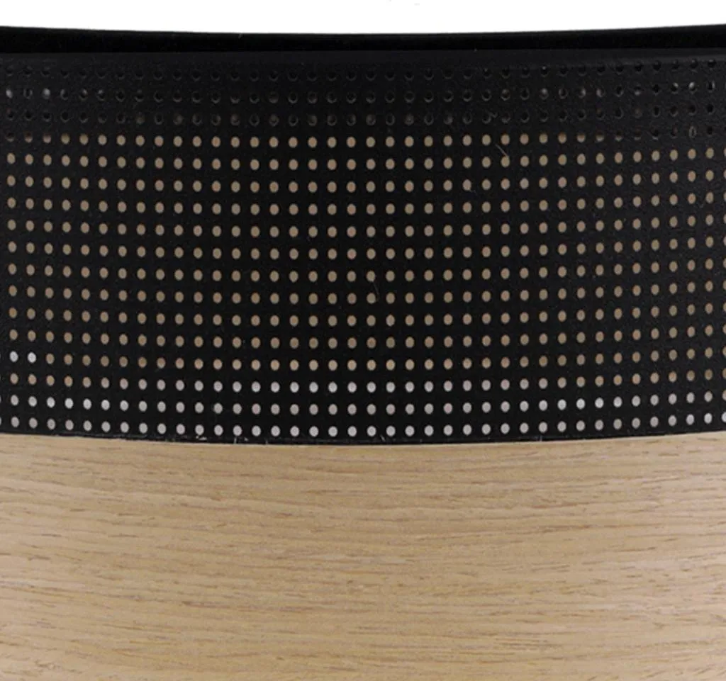 Plafoniera 40cm Legno Quercia Oro - Lampada Wood Plexi E27 Nero - 4