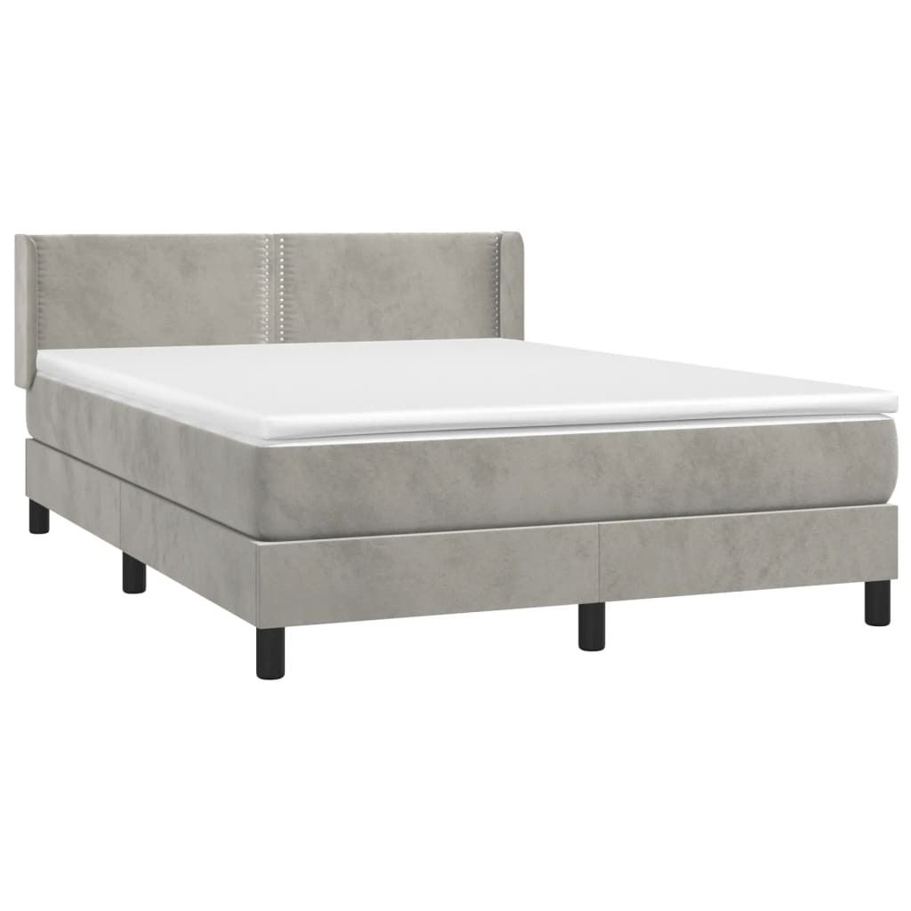 "WINTER SALE"Boxspringbett/bettgestell - Bettrahmen - Doppelbett - mit Matratze Hellgrau 140x200 cm Samt - Polsterbett Klassische Betten NEU3992062