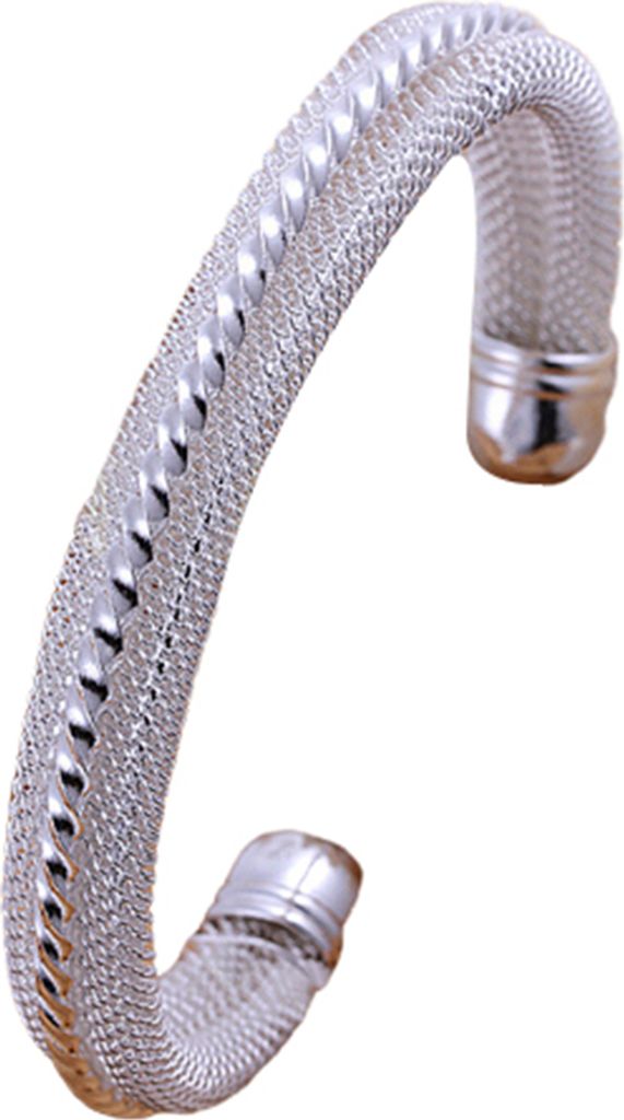 Frauen Casual Mesh Twisted Carving Band Silber Überzogene Armreif Armband Schmuck
