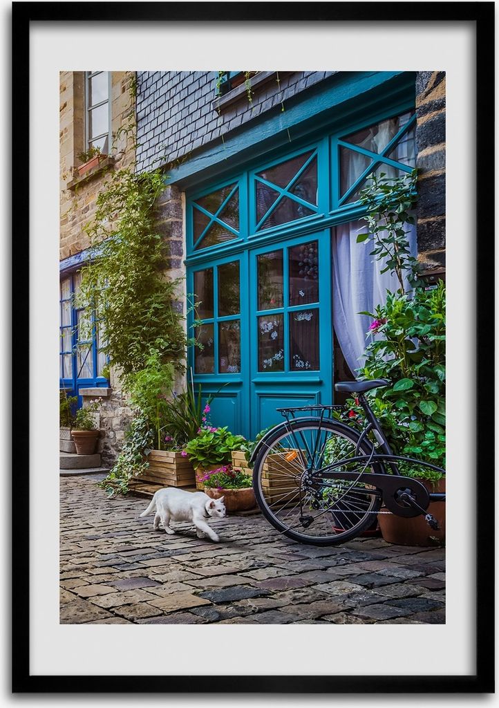 Bild - Bilderrahmen - Foto - 70 cm x 100 cm - MDF - Rahmen - Wandkunst - Eine charmante Straße