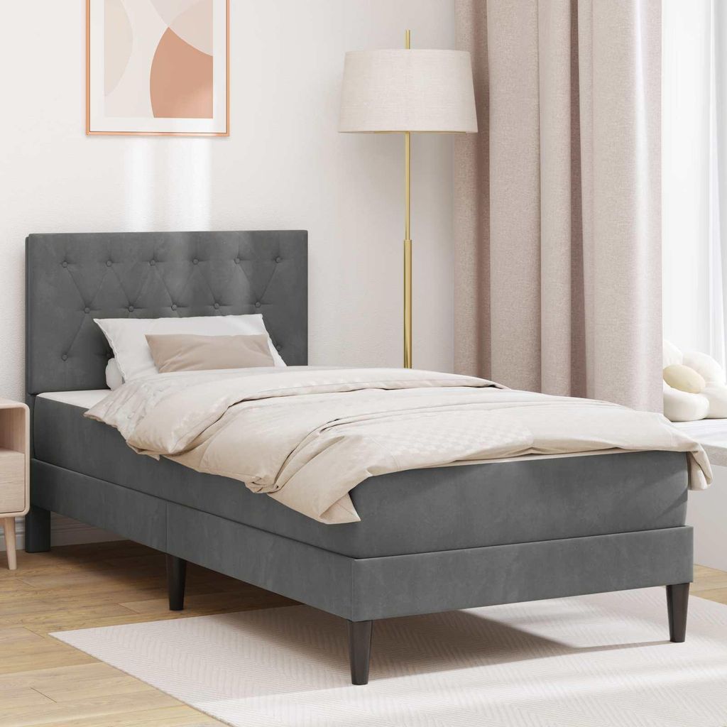Bettgestell mit Matratze Dunkelgrau 80 x 200 cm Samt - Sonstige Matratzen DE508