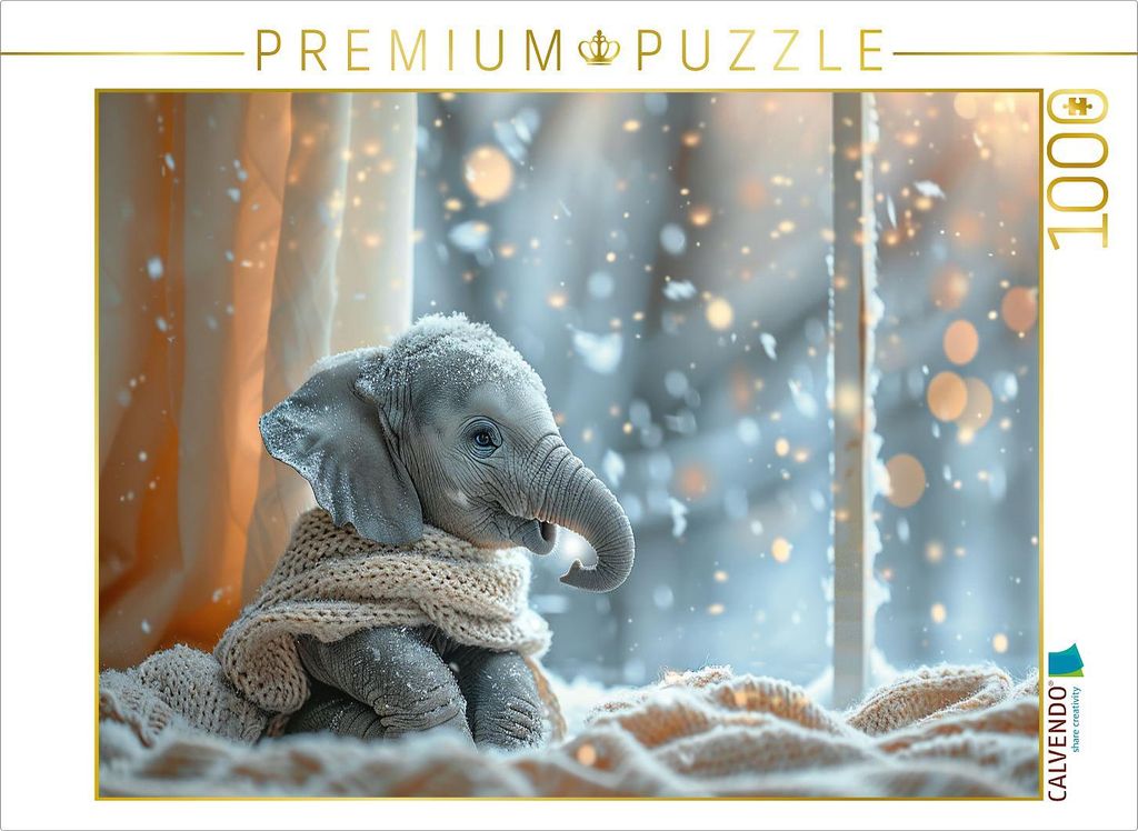 CALVENDO Puzzle Elefantastisch eingekuschelt | 1000 Teile Lege-Größe 64x48cm Foto-Puzzle für glückliche Stunden