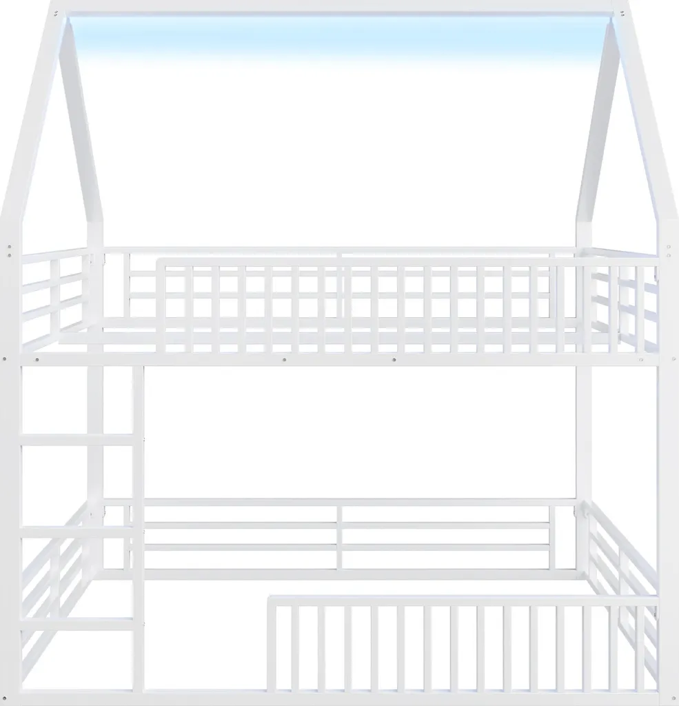 Lit Superposé Métal Blanc 140x200 avec Éclairage LED Multicolore Intégré - 10