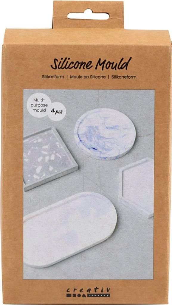 Creativ Company Silikonformen, Quadrat, Kreis, Sechseck und Oval, H: 1-1,5 cm, T 9-11,2 cm, 4 Stück 1 Box