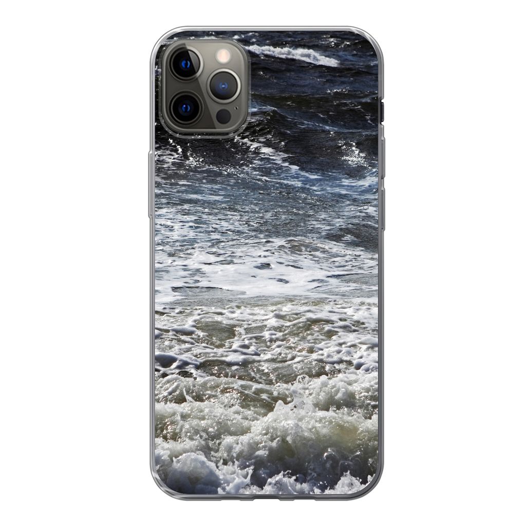 MuchoWow Handyhülle Schutzhülle Hülle für iPhone 12 Pro Max Nordsee - Wasser - Wellen Silikon Softcase Handy Hülle - Hartschale