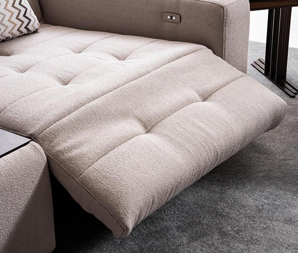 Designer Sofa 3 Sitzer Modern Wohnzimmer Couch Polster Beige Sofa mit Konsole