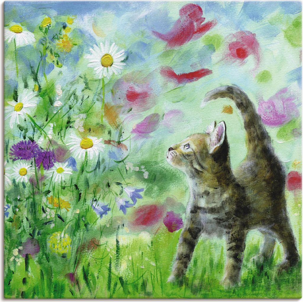 ARTland Leinwandbild Sommerwiese mit Kätzchen Größe: 30x30 cm