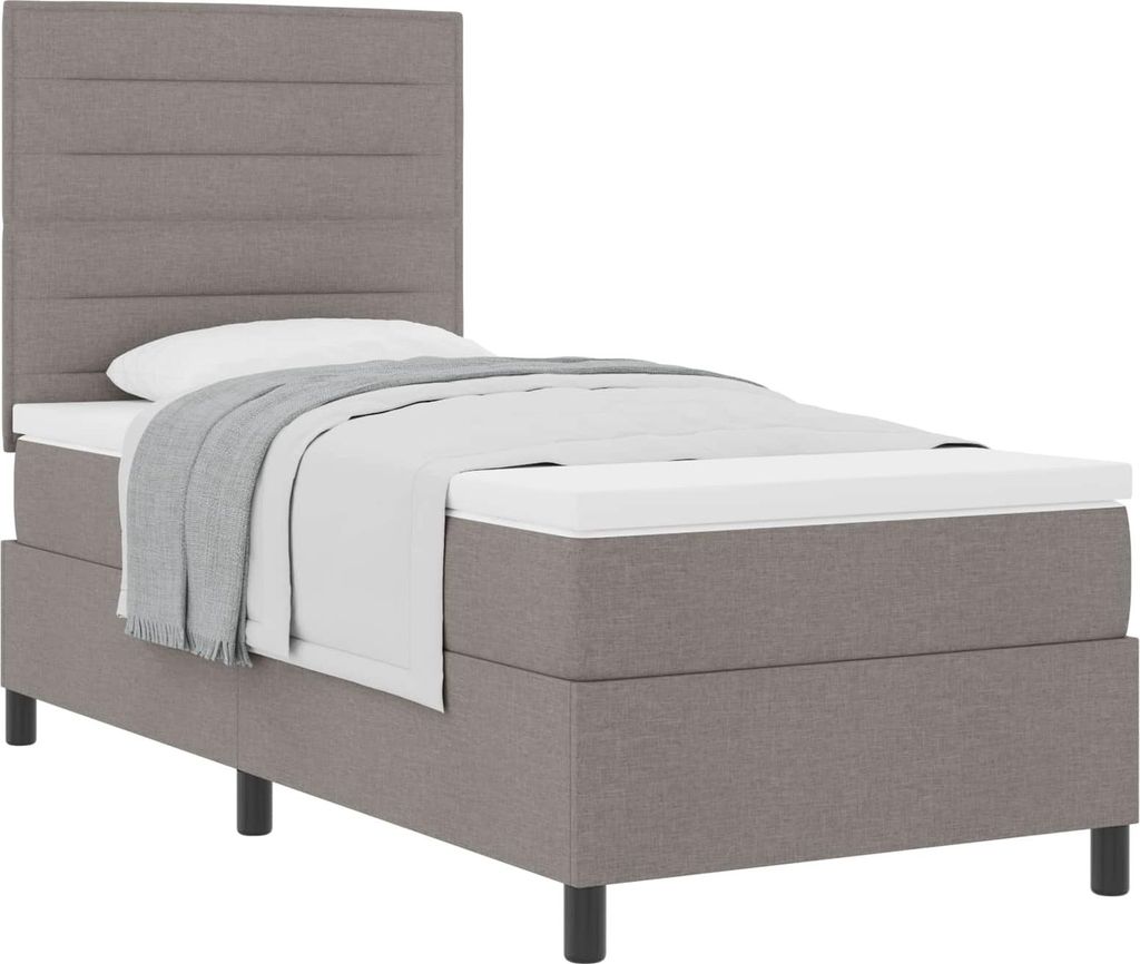 Boxspringbett mit Matratze mit Kopfteil Taupe 90 x 190 cm Stoff