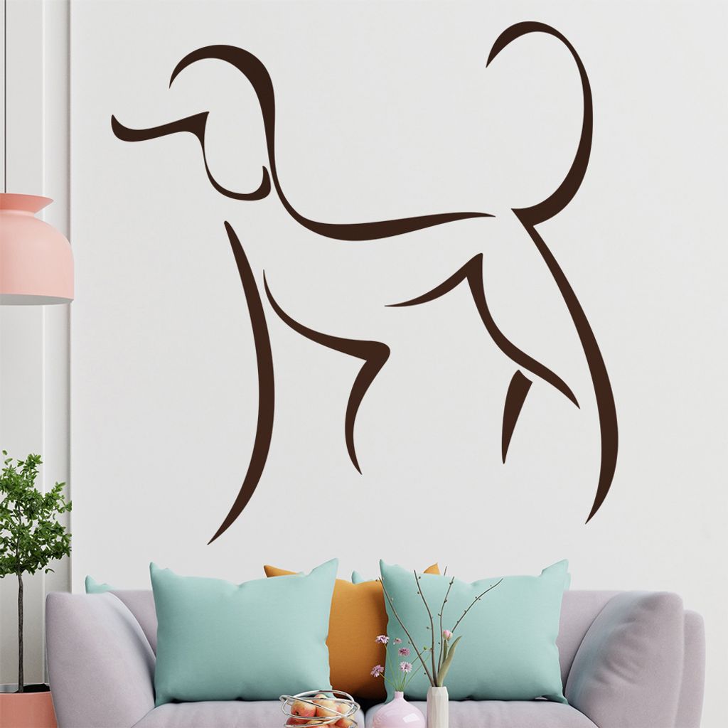 Hund Linien - Hunde Wandtattoo in 6 Größen - Wandaufkleber Wall Sticker - Dekoration, Küche, Wohnzimmer, Schlafzimmer, Badezimmer