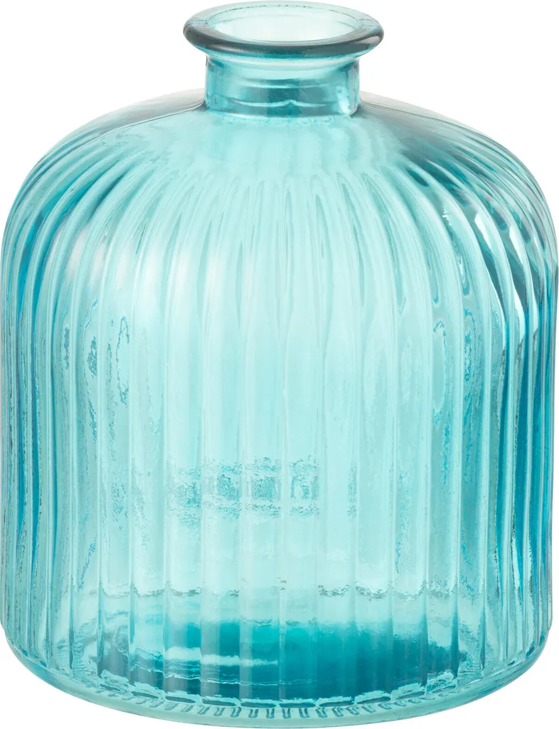 J-Line Vase Bouteille Verre Stripe Aqua Small - Déco Marine Chic 25cm