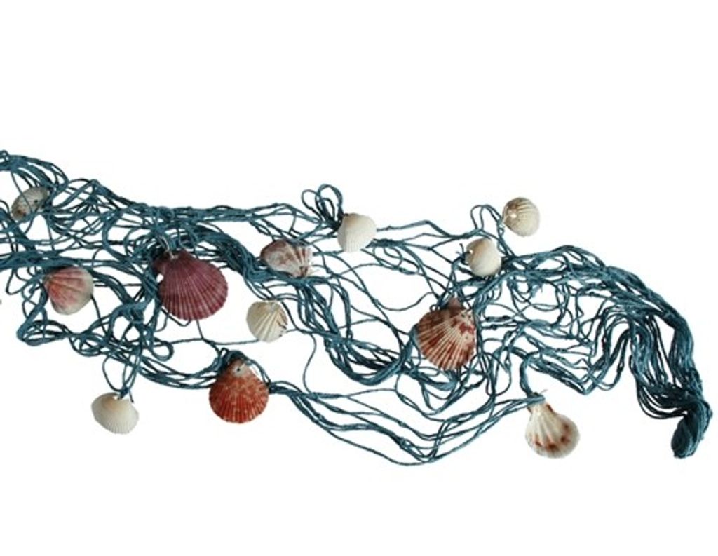 Blaues Deko Fischernetz mit Muscheln für maritime Deko