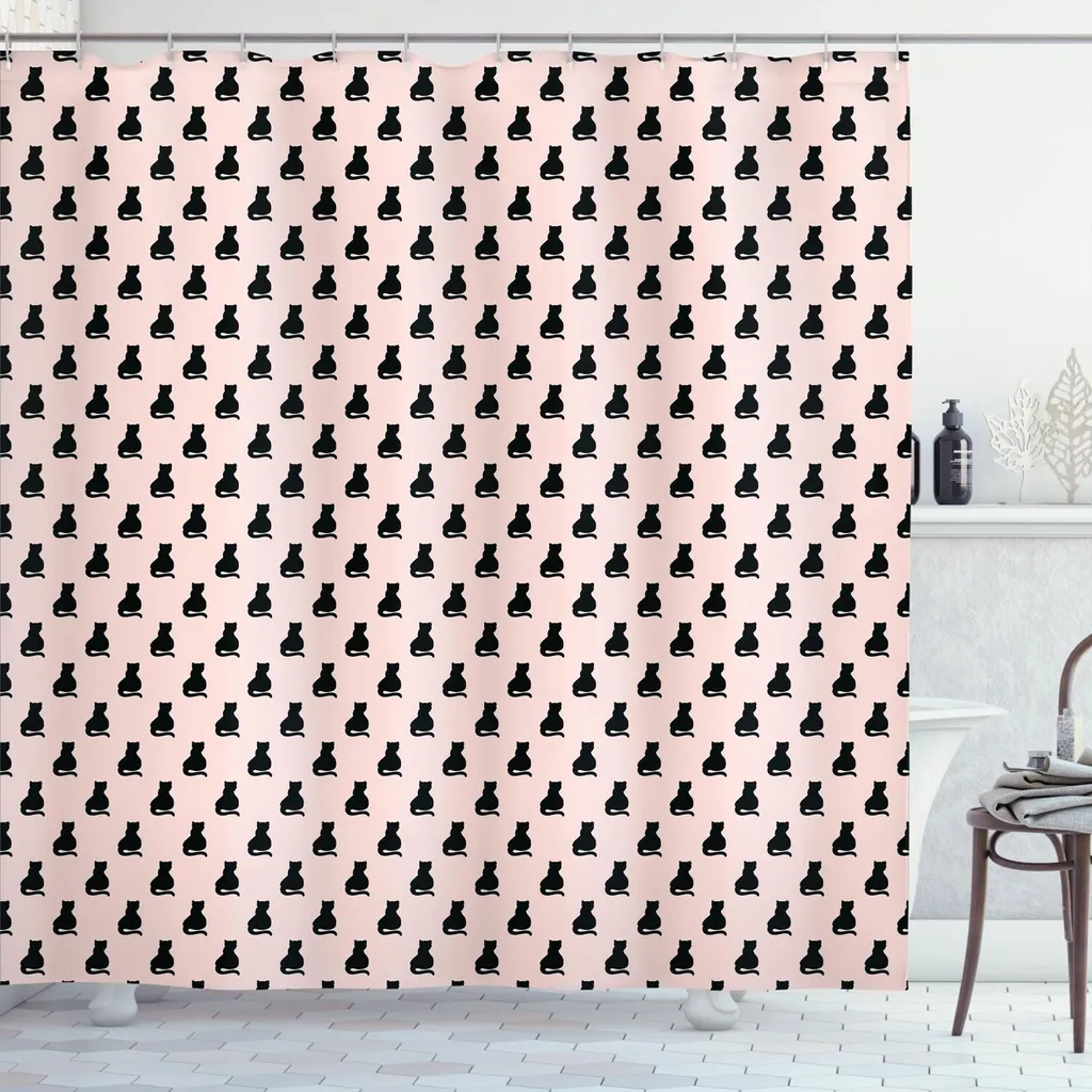 Tenda Doccia Abakuhaus Pink & Black Cats 175x240 - Bagno Glamour