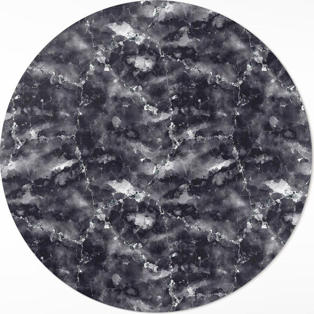 Dekorativer Stein ähnlich wie Marmor – Vinyl Fußmatte – Ø 60cm – Rutschfest – Pflegeleicht & Langlebig