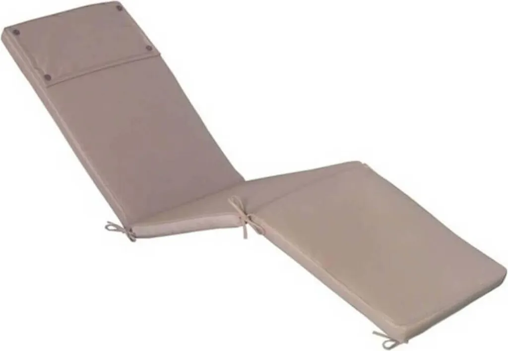 Coussin de chaise longue déhoussable 173x47 cm beige en polyester