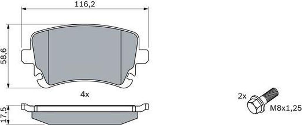 BOSCH 0 986 494 303 Bremsbelagsatz, Scheibenbremse OE 4B3698451 kompatibel mit A6 4F