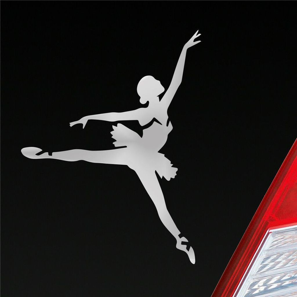 Auto Aufkleber Tänzerin Ballerina Ballett Musik 9x12 cm Silber Sticker Heckscheibenaufkleber