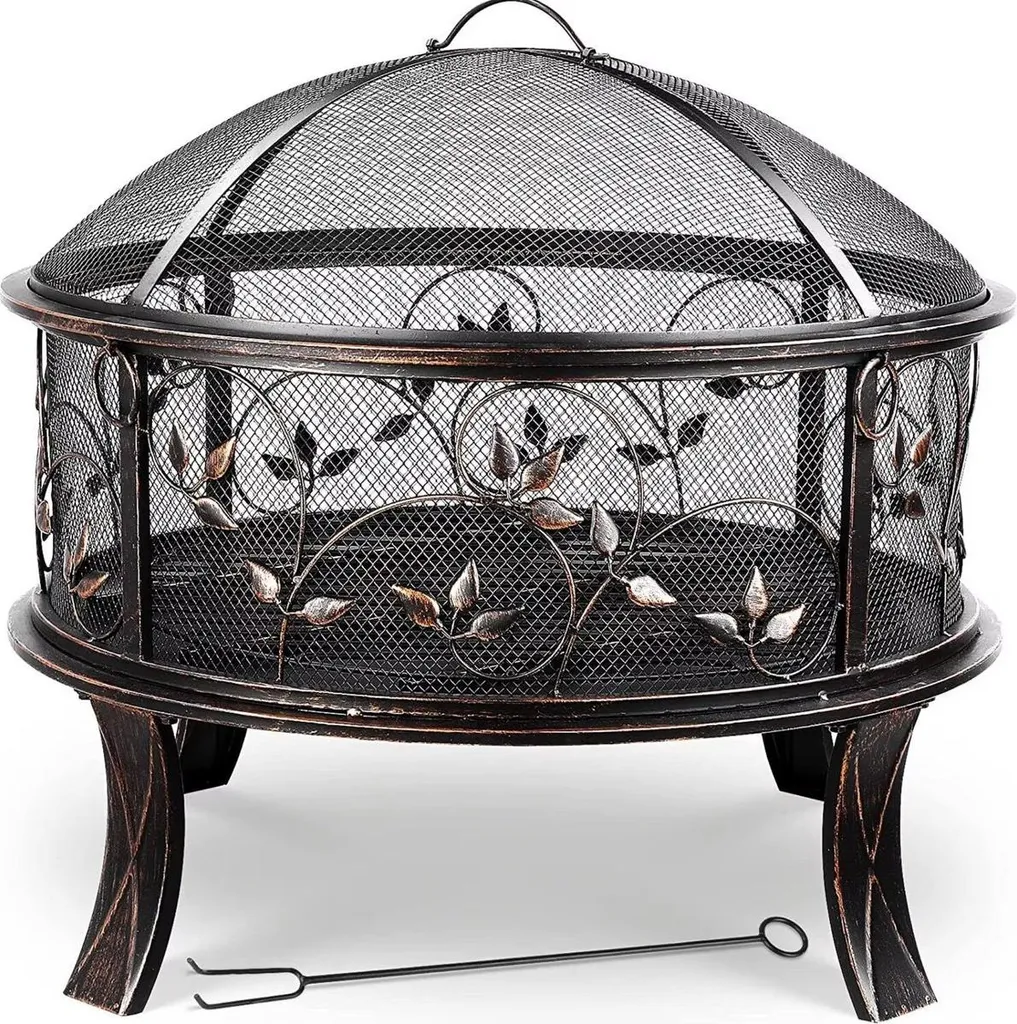 Brasero Rétro 71cm avec Pare-étincelles - Foyer de Terrasse et Barbecue