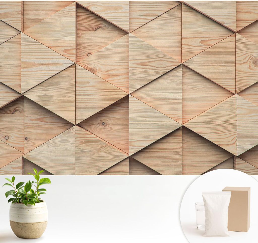 Fototapete - 104x70 cm - Tapete - Wandtapete - Wandbilder - Dekofolie - Tapete Folie - Wand - Dekoration - Wohnzimmer - Holzmosaik